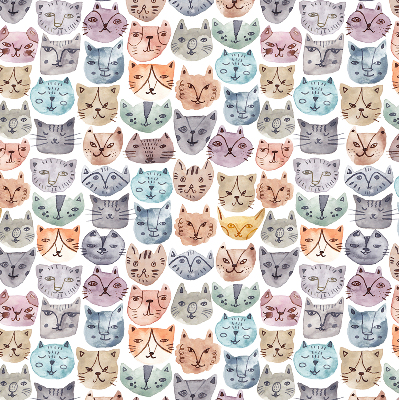 Tenda a rullo oscurante per finestra con motivo di facce di gatto colorate