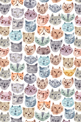 Tenda a rullo oscurante per finestra con motivo di facce di gatto colorate