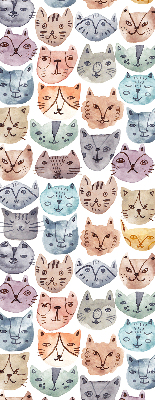 Tenda a rullo oscurante per finestra con motivo di facce di gatto colorate
