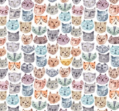 Tenda a rullo oscurante per finestra con motivo di facce di gatto colorate