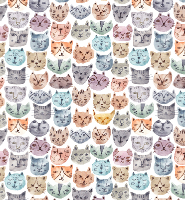Tenda a rullo oscurante per finestra con motivo di facce di gatto colorate