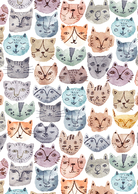 Tenda a rullo oscurante per finestra con motivo di facce di gatto colorate