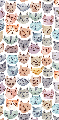 Tenda a rullo oscurante per finestra con motivo di facce di gatto colorate