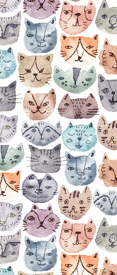 Tenda a rullo oscurante per finestra con motivo di facce di gatto colorate