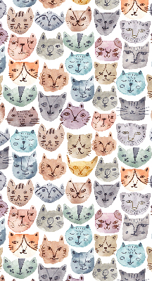 Tenda a rullo oscurante per finestra con motivo di facce di gatto colorate
