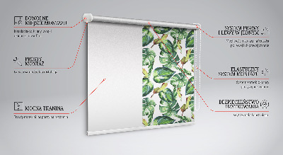 Tenda a rullo interna oscurante per finestra con fantasia a piante tropicali