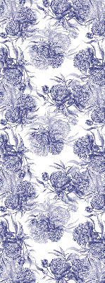Tenda a rullo oscurante in tessuto con fantasia bouquet blu