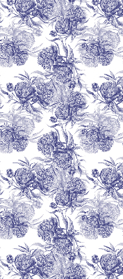 Tenda a rullo oscurante in tessuto con fantasia bouquet blu