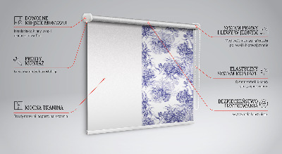 Tenda a rullo oscurante in tessuto con fantasia bouquet blu