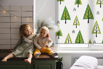 Tenda a rullo oscurante per porta finestra con design a foresta disegnata