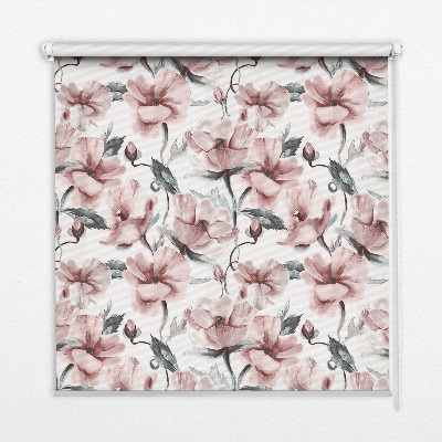 Tenda a rullo interna oscurante con fantasia di fiori rosa