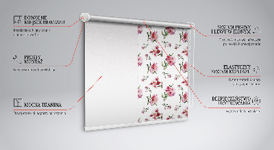 Tenda a rullo oscurante con motivo a fiore rosa per porta finestra