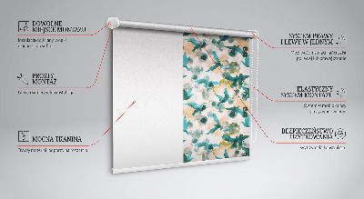 Tenda a rullo interna oscurante con fantasia di uccelli e macchie colorate