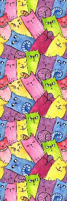 Tenda a rullo interna oscurante con fantasia di gatti colorati