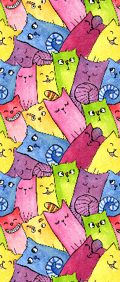 Tenda a rullo interna oscurante con fantasia di gatti colorati