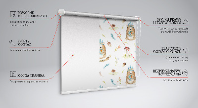 Tenda a rullo interna oscurante con motivo di orsacchiotti e piante