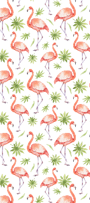 Tenda a rullo oscurante in tessuto con fantasia di fenicotteri e foglie