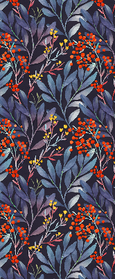 Tenda a rullo oscurante per finestra con motivo di foglie scure e sorbo