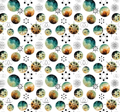 Tenda a rullo interna oscurante con fantasia di cerchi colorati