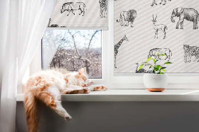 Tenda a rullo oscurante per finestra con stampa a tema animali