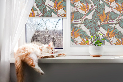 Tenda a rullo oscurante con motivo di fiori e foglie per porta finestra