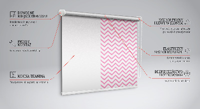 Tenda a rullo oscurante per porta finestra con motivo a zigzag rosa orizzontali