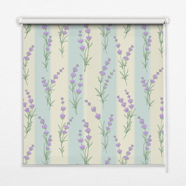 Tenda a rullo interna oscurante per finestra con motivo a fiori viola