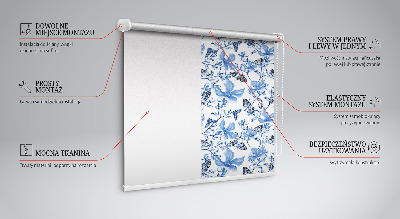 Tenda a rullo oscurante in tessuto con fantasia a farfalle blu