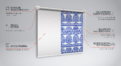 Tenda a rullo oscurante per porta finestra con motivo blu