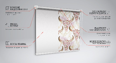Tenda a rullo oscurante per finestra con stampa di teste di bufalo colorate