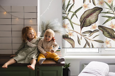 Tenda a rullo interna oscurante con fantasia di fiori con stelo