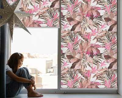 Tenda a rullo interna oscurante con fantasia a fiori rosa