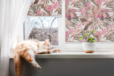 Tenda a rullo interna oscurante con fantasia a fiori rosa