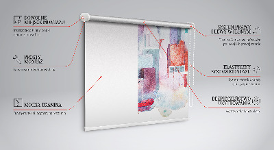 Tenda a rullo interna oscurante con stampa a tema città colorata