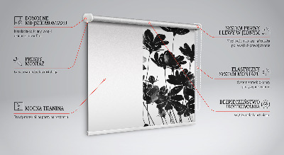 Tenda a rullo oscurante per finestra con fantasia a fiori neri