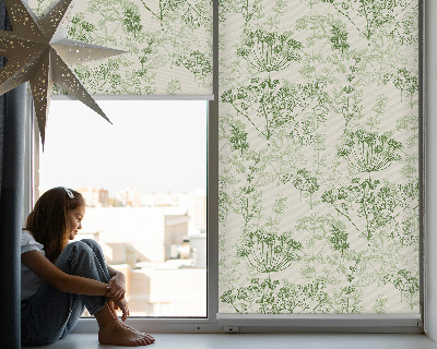 Tenda a rullo oscurante per finestra interna con decorazione a piante verdi