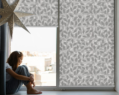Tenda a rullo interna oscurante con motivo a foglie grigie