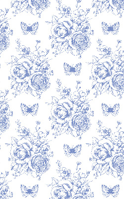 Tenda a rullo oscurante per finestra con stampa di fiori blu e farfalle