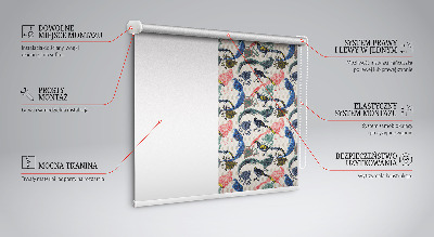 Tenda a rullo interna oscurante con fantasia di pavoni colorati