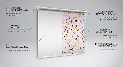 Tenda a rullo oscurante per porta finestra con fantasia di macchie di vernice su sfondo rosa