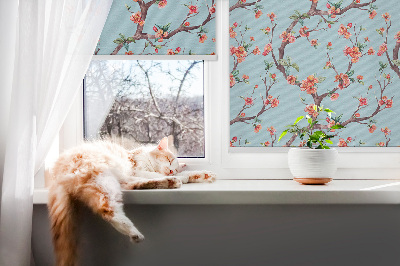 Tenda a rullo oscurante in tessuto con stampa di boccioli di fiori degli alberi