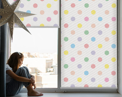 Tenda a rullo interna oscurante con fantasia a puntini colorati