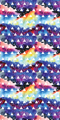 Tenda a rullo oscurante in tessuto con fantasia di triangoli bianchi su sfondo colorato