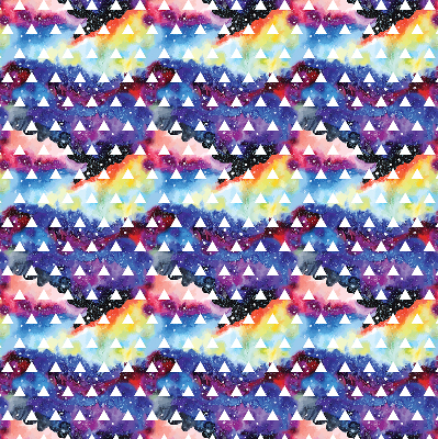 Tenda a rullo oscurante in tessuto con fantasia di triangoli bianchi su sfondo colorato