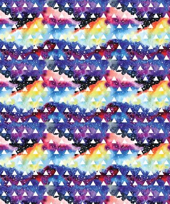 Tenda a rullo oscurante in tessuto con fantasia di triangoli bianchi su sfondo colorato