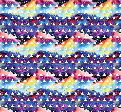 Tenda a rullo oscurante in tessuto con fantasia di triangoli bianchi su sfondo colorato