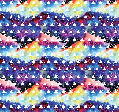 Tenda a rullo oscurante in tessuto con fantasia di triangoli bianchi su sfondo colorato