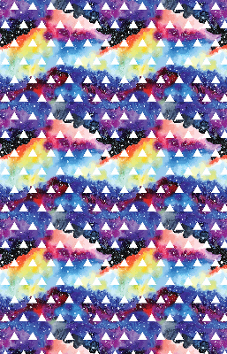 Tenda a rullo oscurante in tessuto con fantasia di triangoli bianchi su sfondo colorato