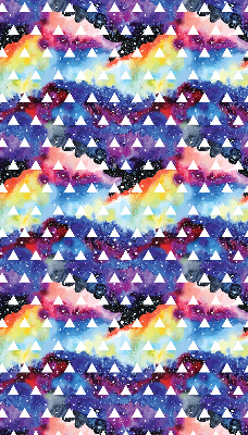 Tenda a rullo oscurante in tessuto con fantasia di triangoli bianchi su sfondo colorato