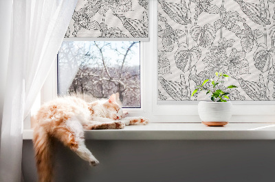 Tenda a rullo oscurante per finestra con motivo floreale disegnato